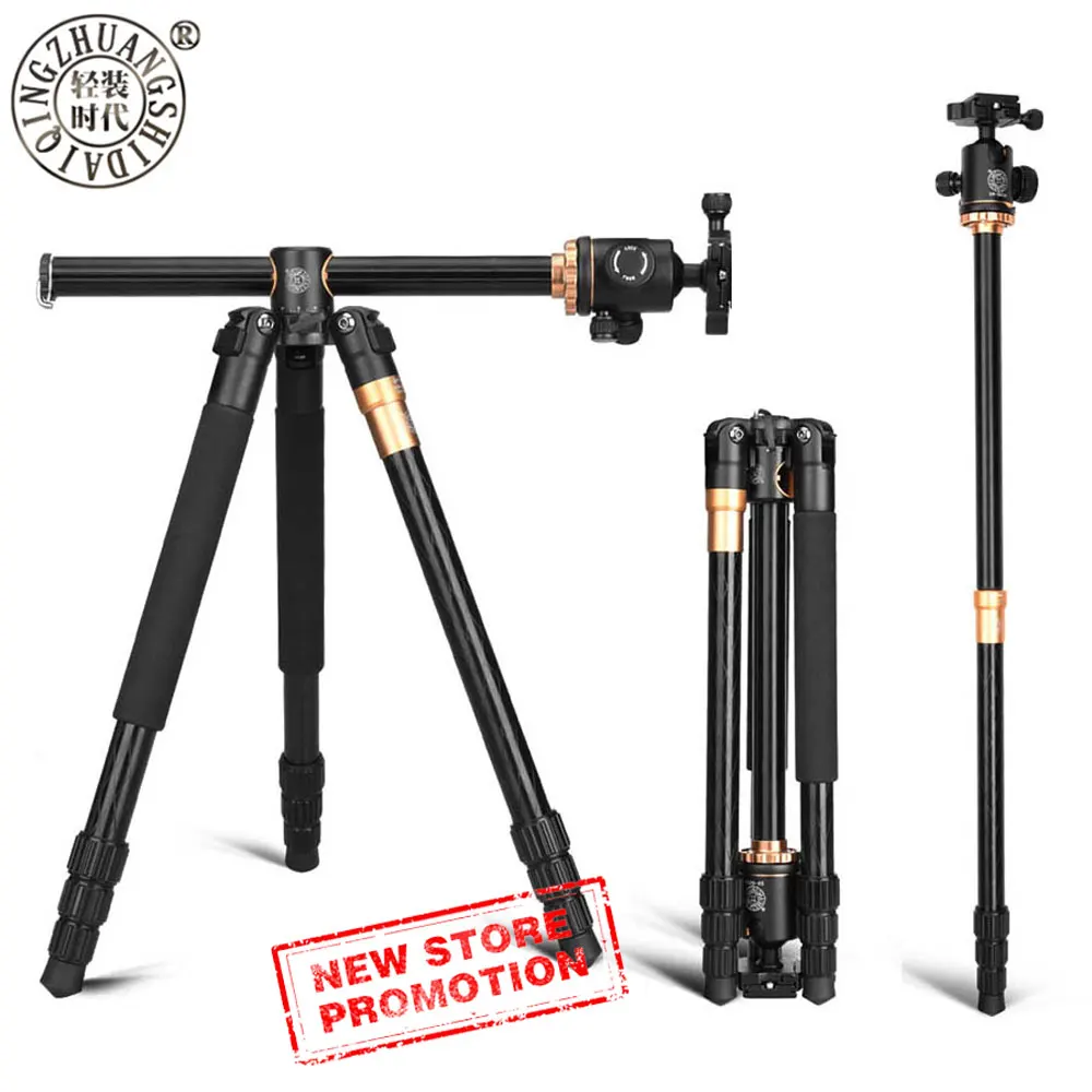 Portable Compact Travel Horizontal System Tripod Q999H Professional Camera Tripods 61 Inch for Leica Nikon Sony SLR DSLR Cameras