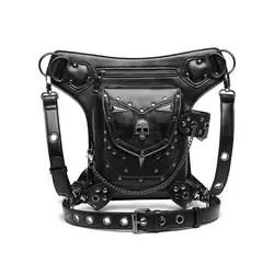 Bolso de pierna de cintura Steampunk para hombres y mujeres, bolso cruzado de cuero de estilo victoriano, paquete de cinturón de cadera de muslo de motocicleta, bolsos de mensajero de hombro