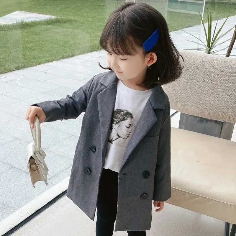 

Baby Girl Coat Spring and Autumn New Double Breasted Small Suit Korean Style Baby Girl Fashion Suit Jacket
