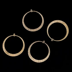 45.3*48.2mm Double Hole Hollow Irregular Round Earring Pendant Embossed Oval Shape Fashion Charm Accessory