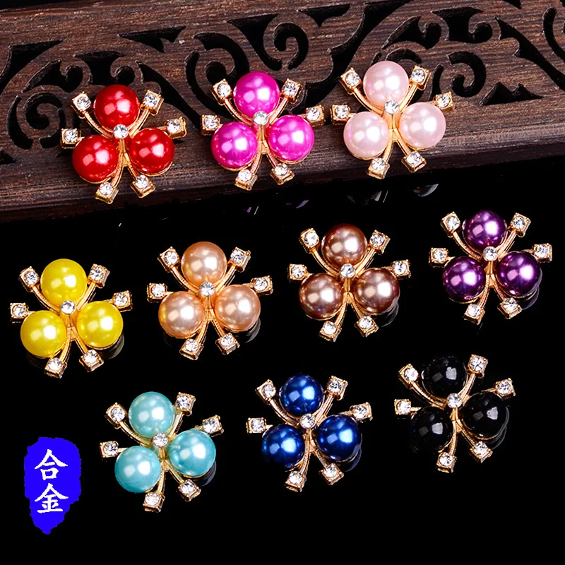 

50pcs 20MM Gold Color Imitation Pearl Flower Charm Flower Pendants For Clothing DIY Jewelry Making Finding Charms Accessories