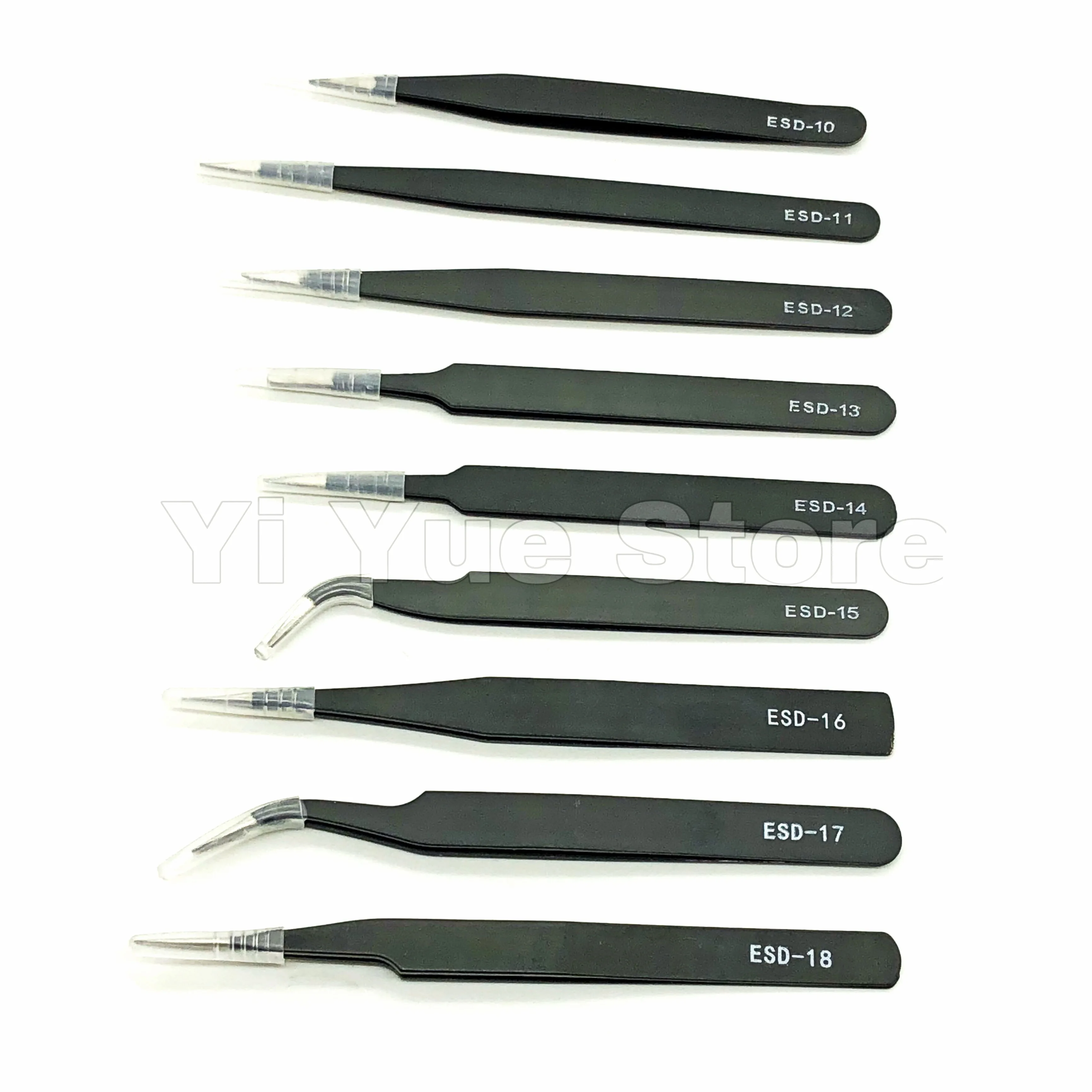 9 Types Anti-static ESD Stainless Steel Tweezers Maintenance Tools Industrial Precision Curved Straight Tweezers Repair Tools