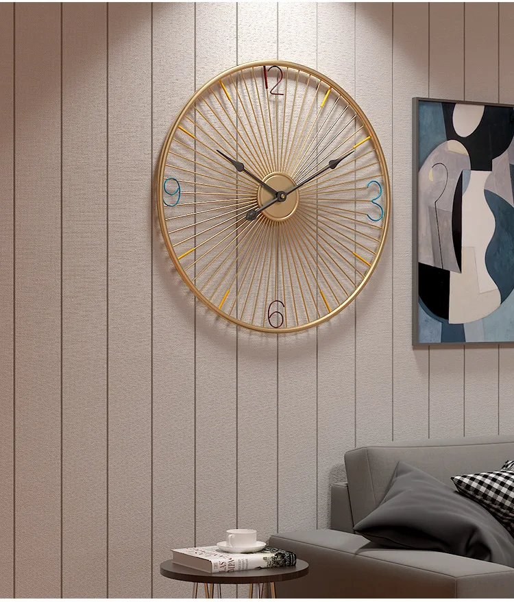 Creative hot selling Nordic wall clock living room silent clock round iron clock