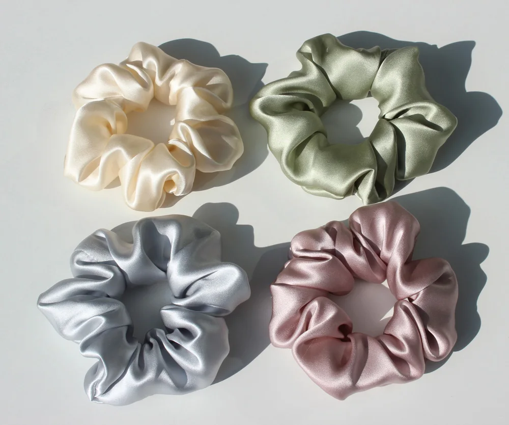 100 % reine Maulbeerseide, große Haargummis, Gummibänder, Haargummis, Gummi-Gummibänder, Pferdeschwanzhalter für Frauen und Mädchen, 19 Momme, 3,5 cm – Detail 7