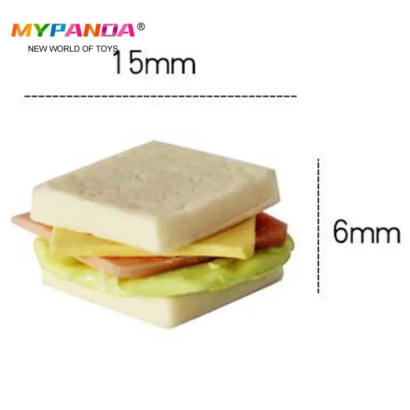 2pcs 1/12 Dollhouse Miniature Mini Sandwiches Simulation Food Clay Pretend Play food  Doll Kitchen Furniture Accessorie