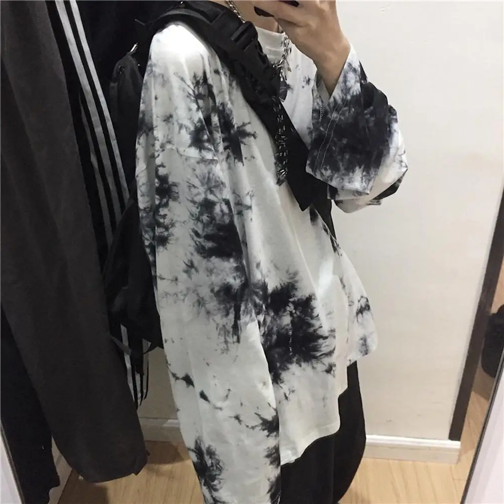 Fashion Women Autumn Long Sleeve sweatshirt women O Neck Pullover Tie Dye Loose sweatshirt women sudadera mujer