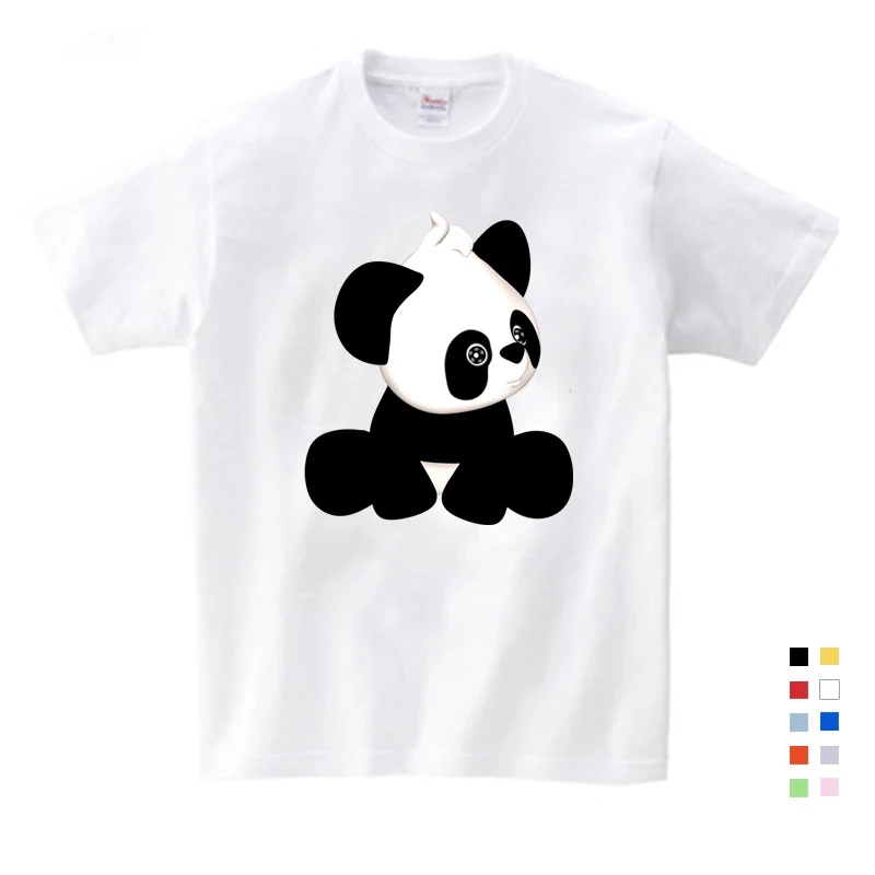 Children Summer Gift Chinese Style Printing Giant Panda Cartoon Funny Cute T Shirt 3-12 Years Send Children Birthday Gift