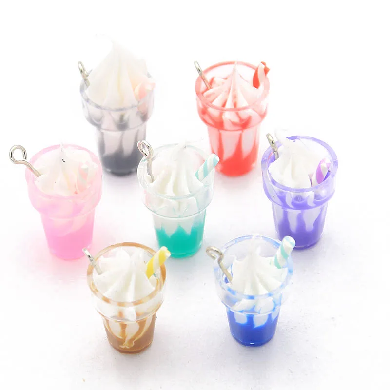 10Pcs 7*28mm Mix Color Transparent Charm Ice Cream Pendant For Bracelet Necklace Jewelry Making DIY Earring Finding