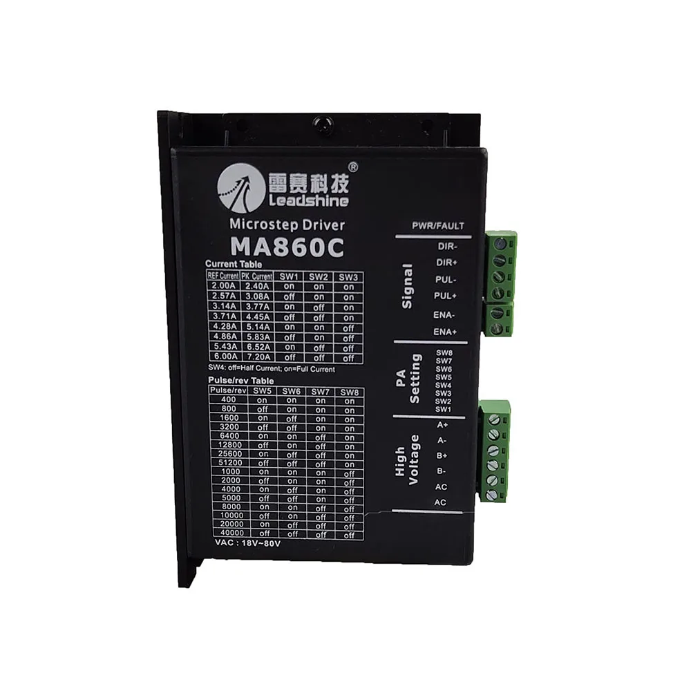 2-фазный шаговый драйвер Leadshine MA860C, вход 36–80 В переменного тока, 1,8–7,2 А, шаговый двигатель NEMA34/23