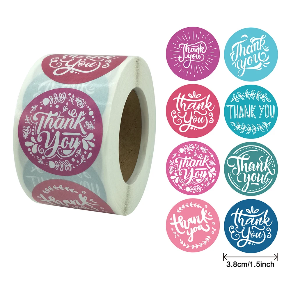 

500pcs Cute 3.8cm Color Thank You Stickers Envelop Sealing Decoration Label Stationery Sticker