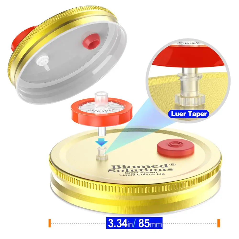 NEW 6pcs Liquid Culture Lids - Autoclavable Wide Mouth Jar Lids with Heavy Duty  Injection Port for Mushroom Cultivation