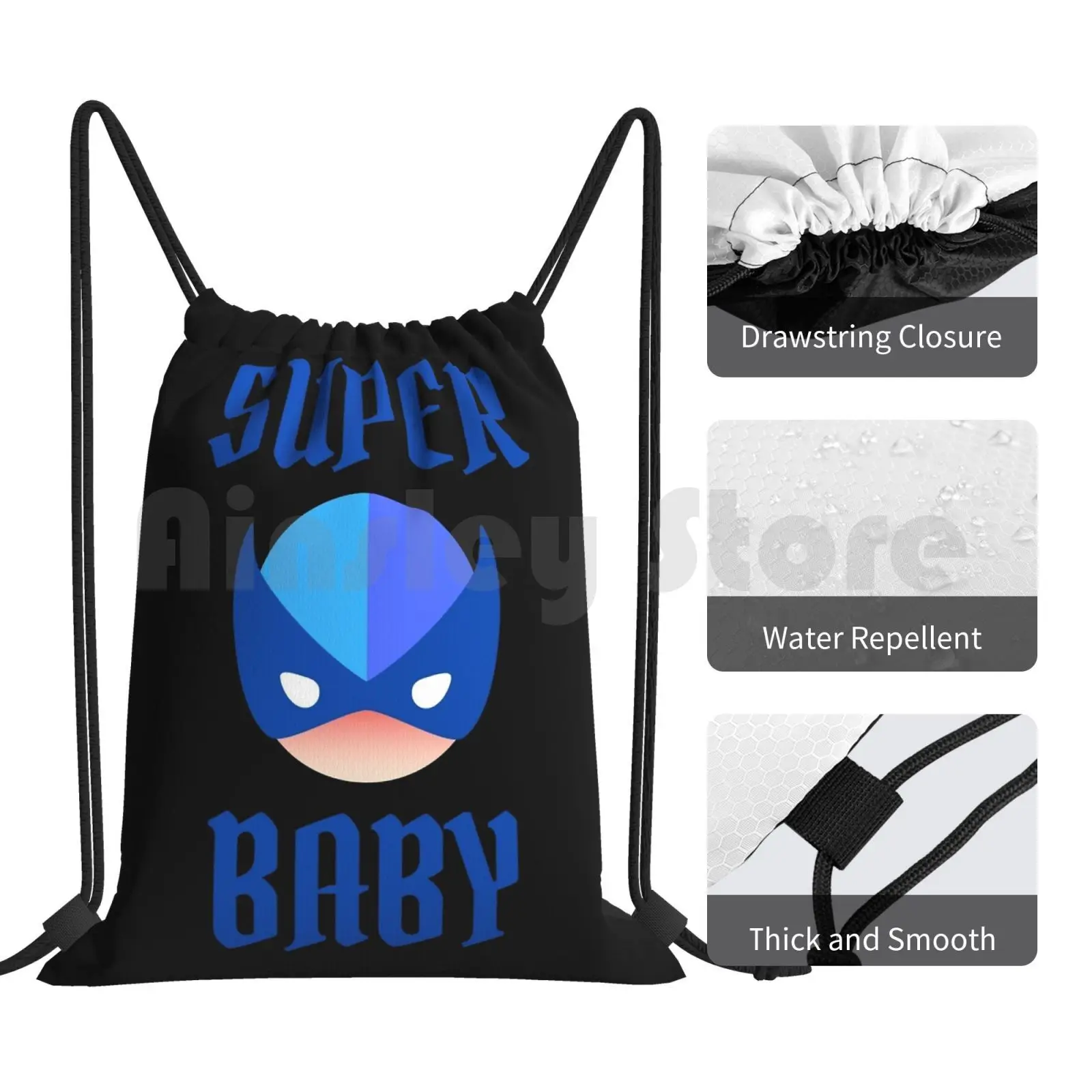 حقيبة ظهر سوبر بيبي برباط حقيبة رياضية مقاومة للماء Zookla Baby Superbaby Super Baby Super Boy Baby Boy Baby Girl