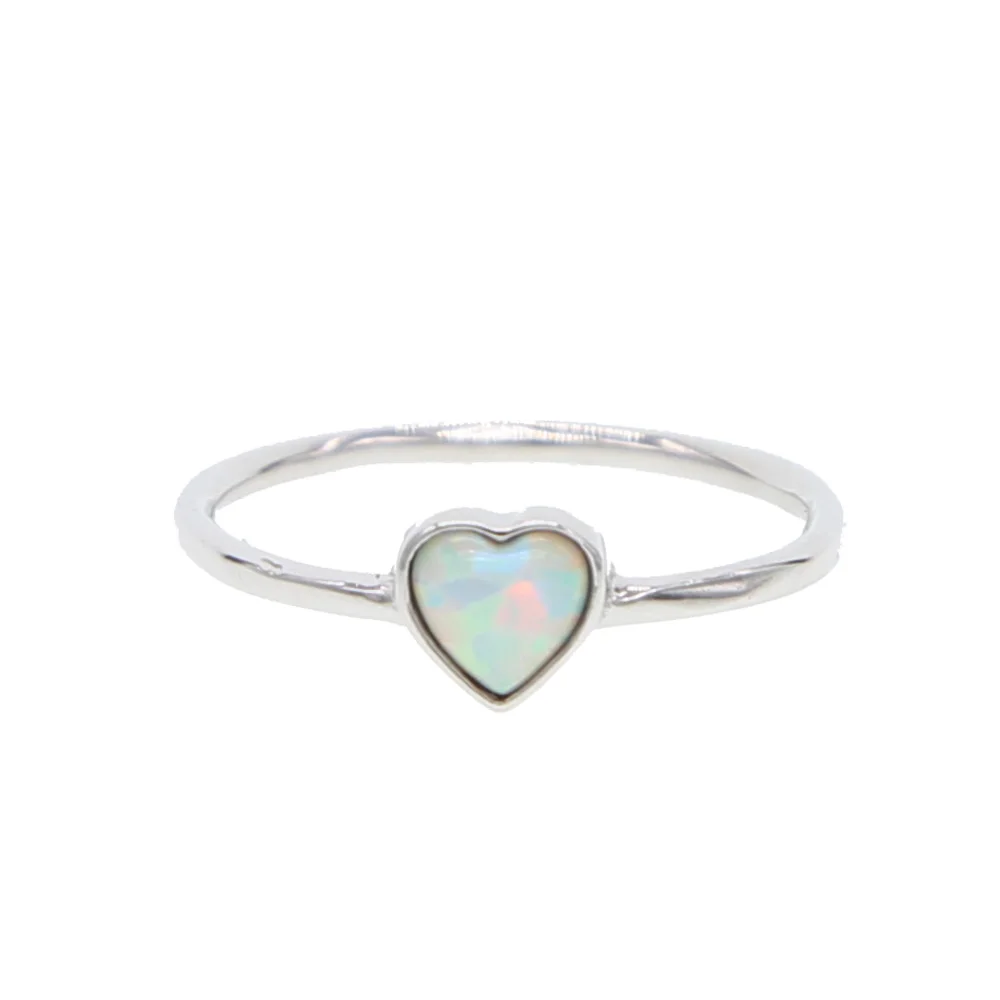 100% 925 sterling silver single stone heart opal stone paved finger rings delicte dainty girl women valentines gift jewelry