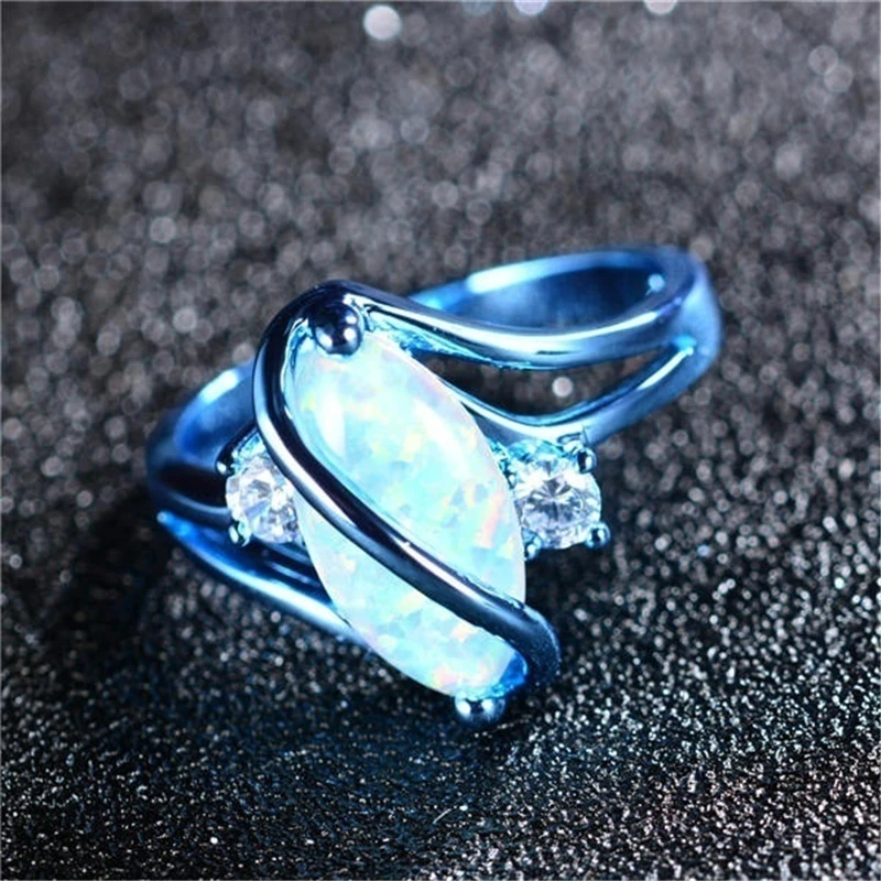 2021 New Women Rings Blue Crystal Fine Simple Jewelry Wedding Engagement Bands Anniversary Gift For Girl Rings