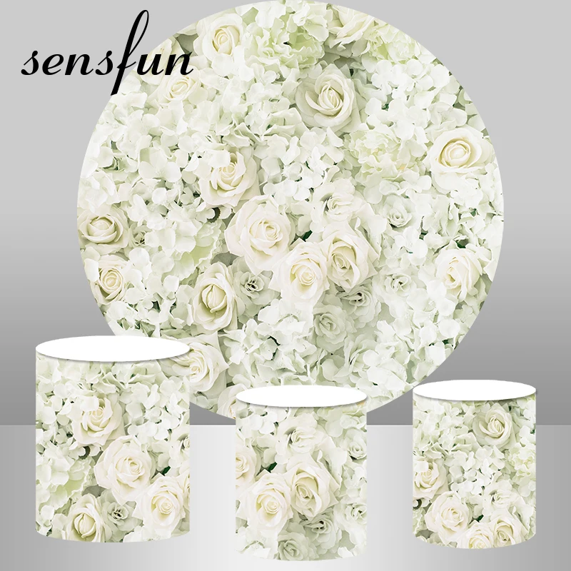 

Sensfun цветы цвета слоновой кости свадебный круглый фон чехол для леди и женщины день рождения фон цилиндры