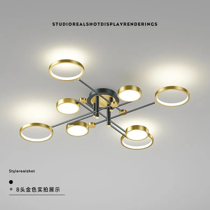 

Black Ceiling Chandelier 4/6/8 Head Light Remote Control Dimmable Lamp for Living room Bedrom Hotel Chandelier Kitchen