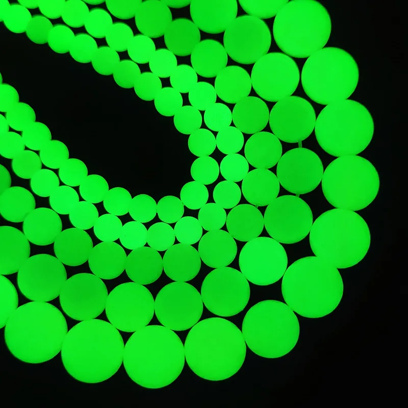 JHNBY Luminous Green/Blue Round Natural Stone 6/8/10/12MM Glow In The Dark Spacers Loose Beads For Jewelry Making DIY Bracelets