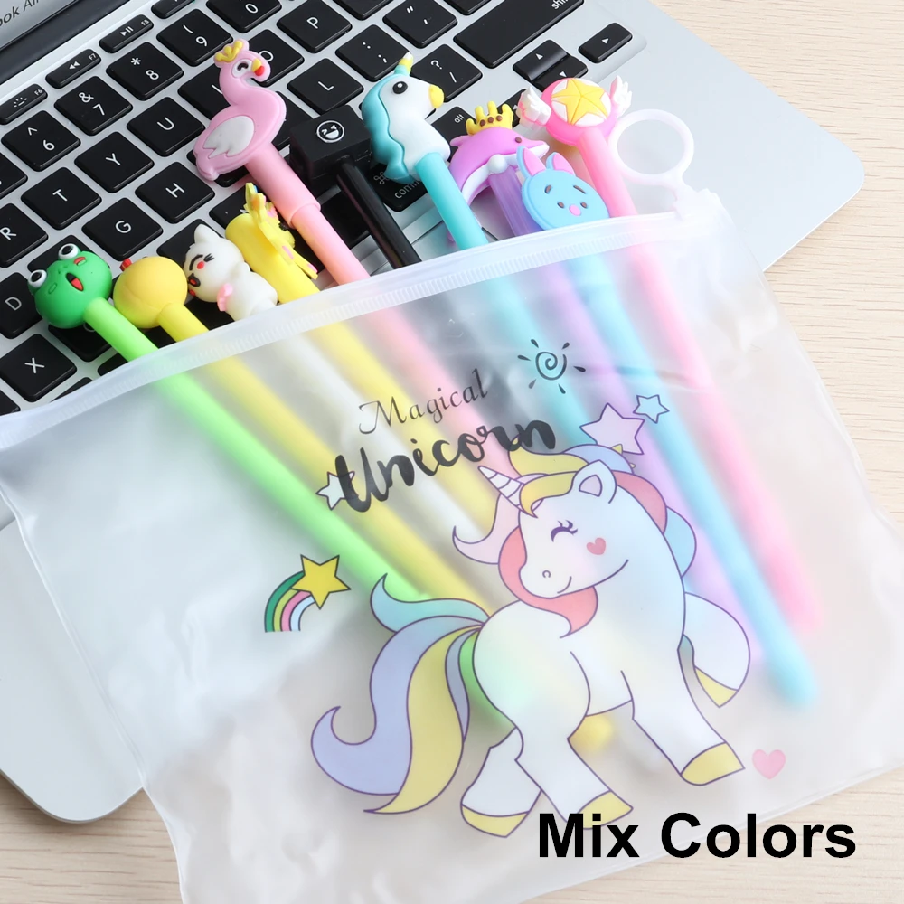 10PCS/set Promotional gel Pen  Kawaii Unicorn Lovely horse Black Gel Pens School Office Writing Supplies Student Stationery