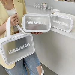 Pu Vrouwen Reizen Opbergtas Toilettas Organiseren Waterdichte Pvc Cosmetische Zak Draagbare Transparante Make-Up Tas Vrouwelijke Waszak