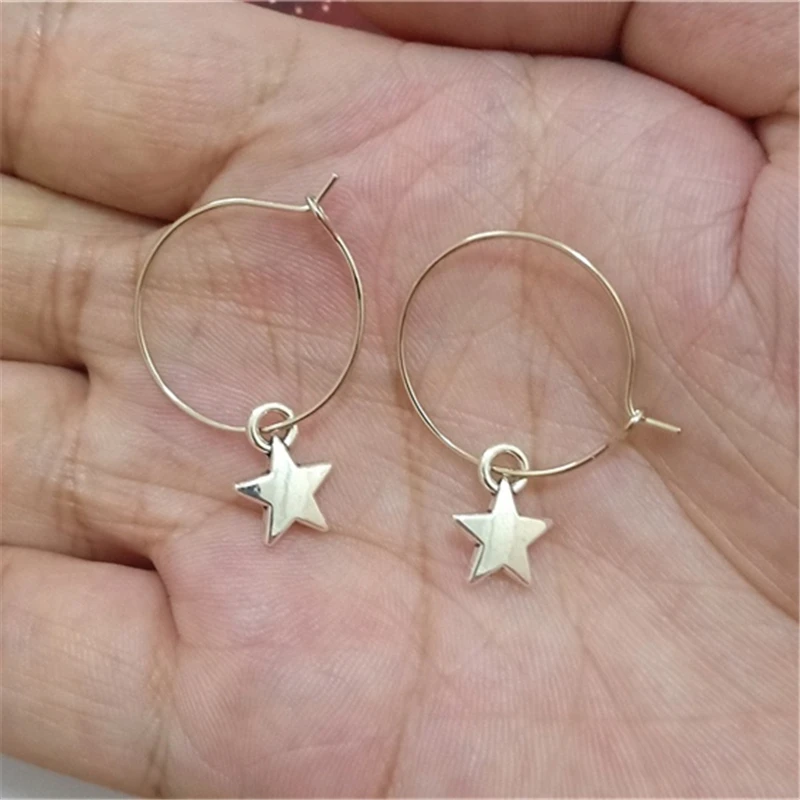 Small Star Hoop Earrings 2cm Hoop Earrings, Daily Small Earrings, Simple Jewelry, Chic Jewelry, Fashion Cute Women Earrings