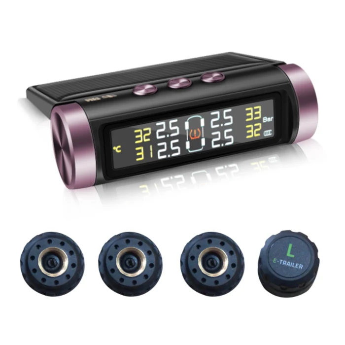 

USB or Solar Charging Car TPMS Tire Pressure Monitoring System LCD Alarm Tool