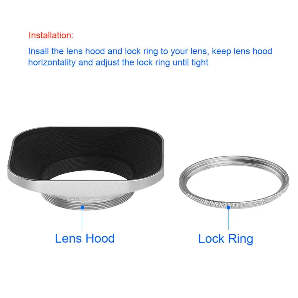 Haoge hg-43 millimetri di Metallo Quadrato Screw-in Lens Hood con la Protezione per Carl Zeiss Biogon T ZM 35 millimetri f2.8 35 millimetri f2, leica X Typ 113 Lente Argento