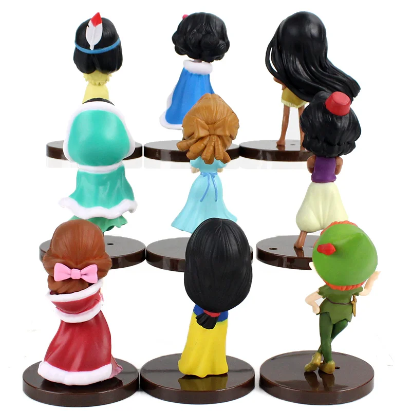 9Pcs 7cm Q Posket Figure Toys Princess Beauty Queen PVC Model Dolls