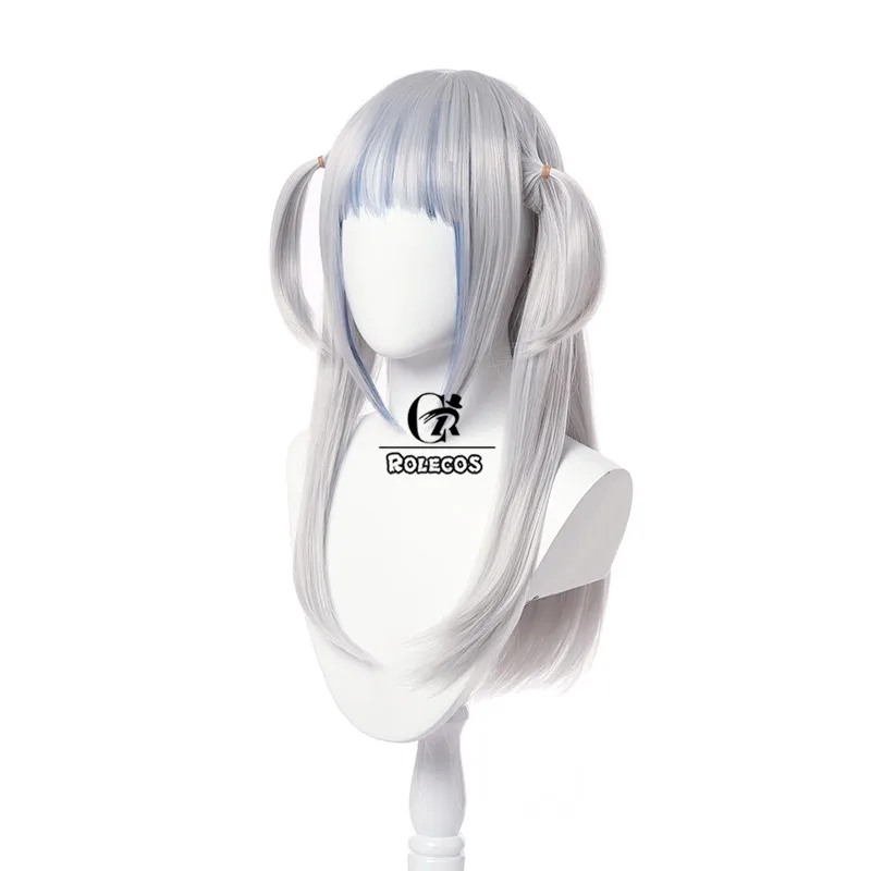 ROLECOS Wigs Anime Hololive ENG Gawr Gura Cosplay Heat Resistant Synthetic Gawr Gura Cosplay Hairs