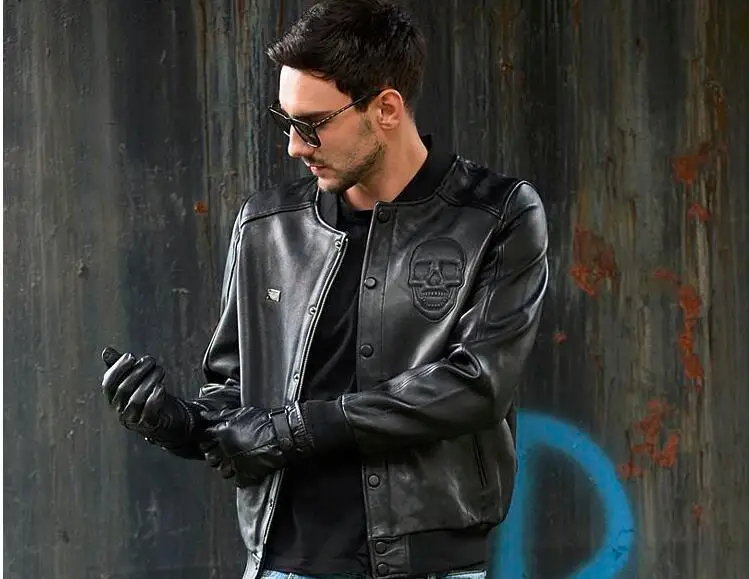 Sheepskin jackets,men's DHL.100% genuine sheep leather jacket,classic motor biker.Brand baseball clothing,sales.