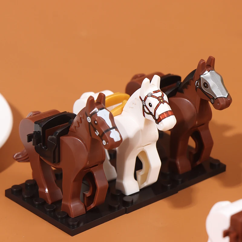 Mini figurines de guerre médiéval en plastique, jouet de mariée avec selle de loup et cheval