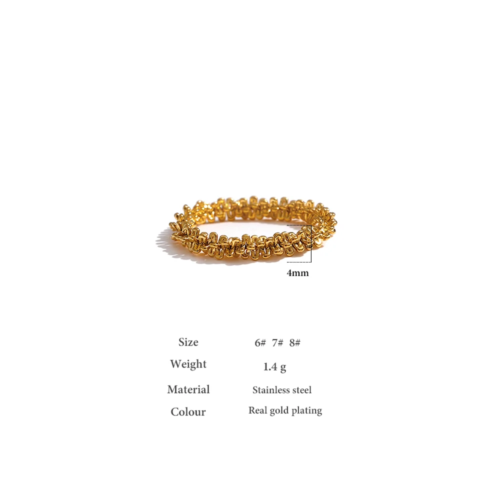 Yhpup Stainless Steel Twist Finger Ring for Women High Quality Metal Gold 18 K Plated Round Bijoux Femme Accessories Girls Gift
