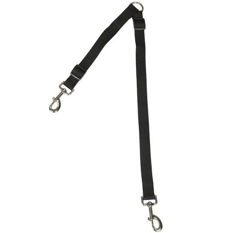 Dual Double Dog Leash Coupler Suits All Dog Leash Two Dogs Adjustable Splitter  Black