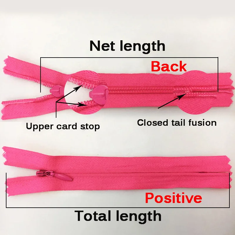 100pcs 15cm  20cm  35cm  45cm 50cm 60cm 65cm Invisible Zippers Nylon Coil Zipper Tailor For Handcraft Sewing Cloth Accessorie