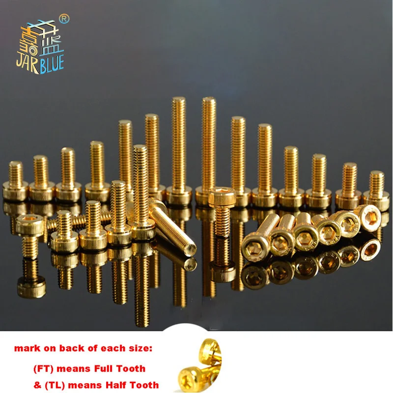 20pcs M2 M2.5 M3 M4 M5 Allen Screw Hex Socket Knurled Cap Cup Head Screw Titanium Gold Plated Bolts Length 4-55mm