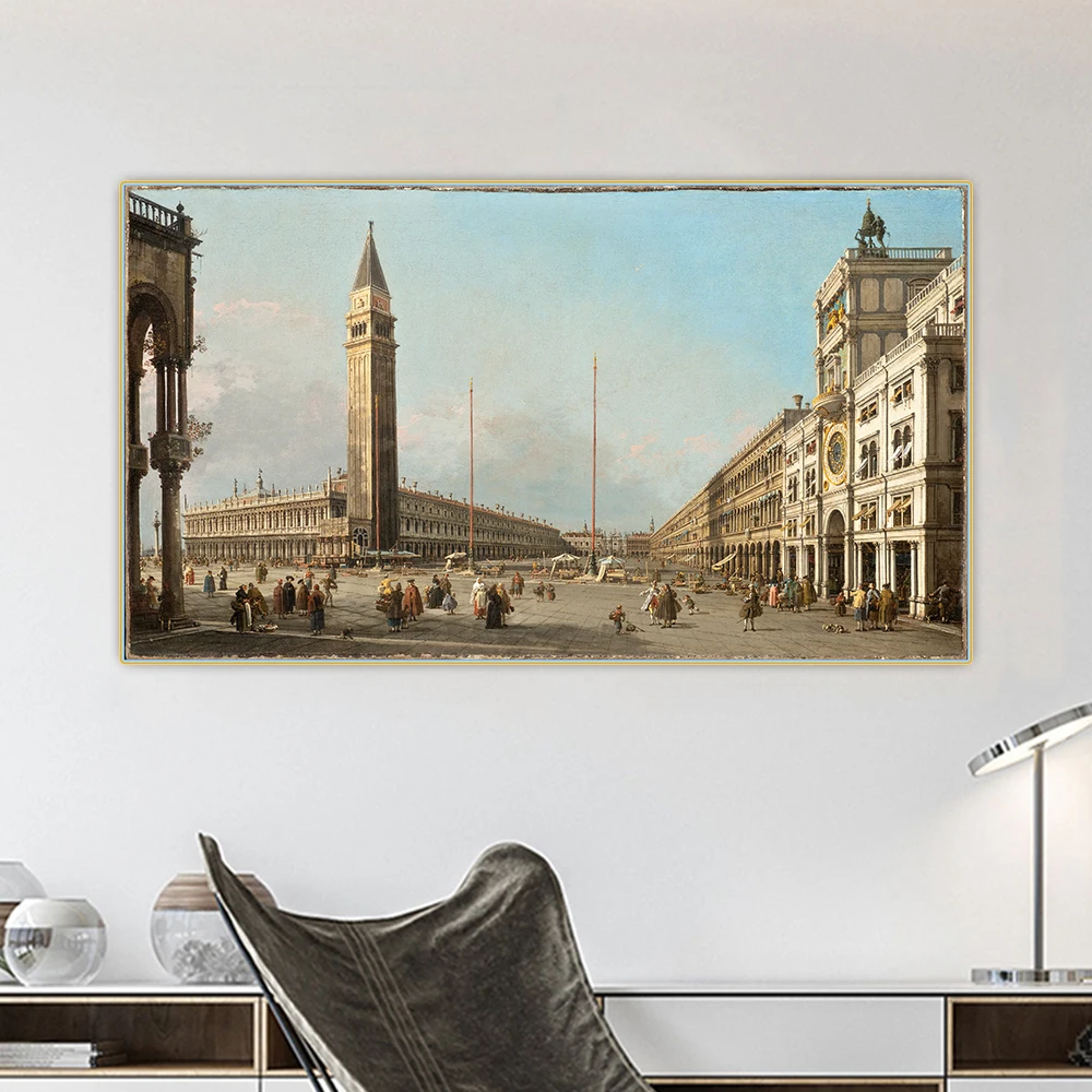 Citon Canaletto《Piazza San Marco Looking South and West》Canvas Oil Painting Artwork Poster Picture Wall Decor Home Decoration