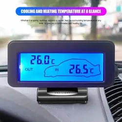 DC 12V Digital Thermometer For Black Car Mini LCD Car Interior Outside Temperature Monitor Blue Backlit With 1.5M Sensor Cable