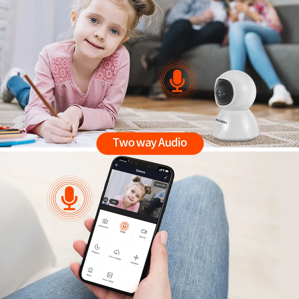 Inqmega-ワイヤレスIPカメラ,暗視機能付きセキュリティ監視カメラ,WiFi,1080p,屋内,家庭用