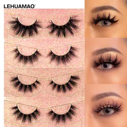LEHUAMAO Makeup Lashes 3D Mink Eyelashes Wispy Volume False Lashes Dramatic Lash Natural Fuffy Lashes Full Finish Glamorous Eye