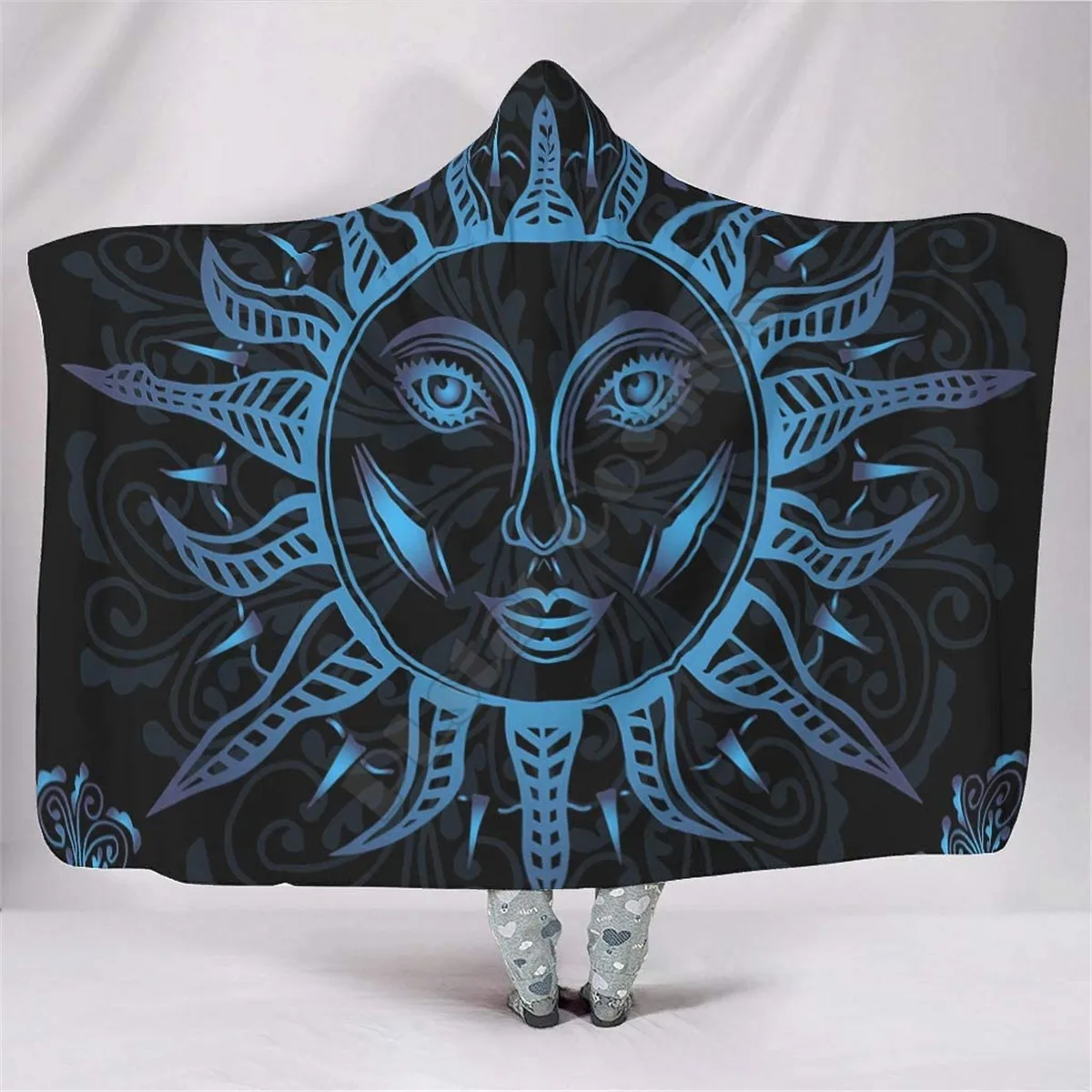 

Blue Sun Tarot 3d Printed Hooded Blanket Adult Kids Sherpa Fleece Blanket Cuddle Offices in Cold Weather Gorgeous 03