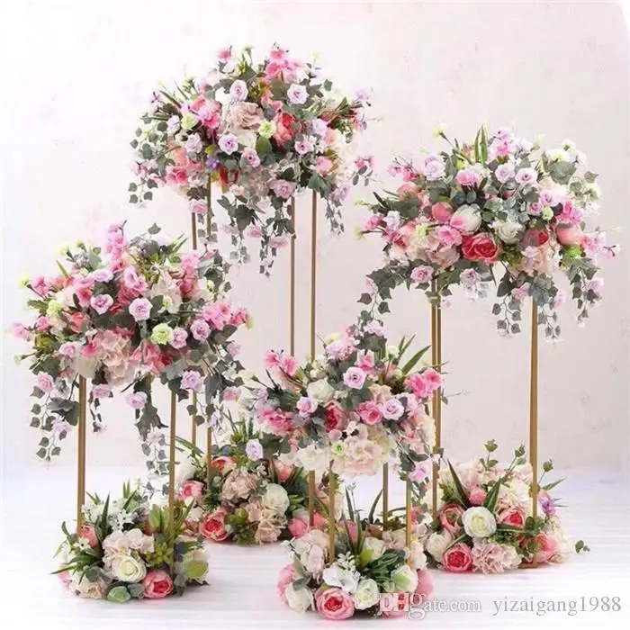 

4PCS Floor Vases Flowers Vase Column Stand Metal Pillar Road Lead Columns Wedding Table Centerpieces Rack Event Party Decoration