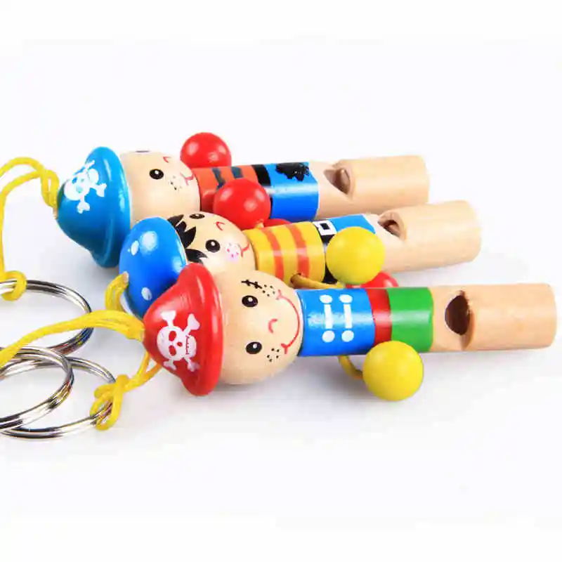 Kids educational Mini pirate whistle 10PCS Small toys wholesale wooden toys Cute pirate cartoon whistle Whistling Children gift