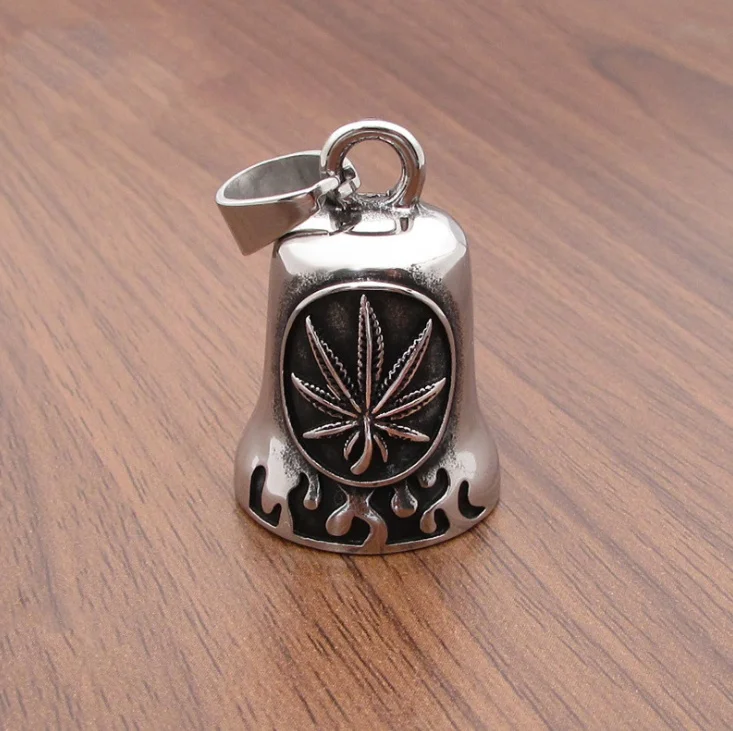 Retro maple leaf bell classic pendant men's motorcycle pendant riding amulet necklace fashion jewelry