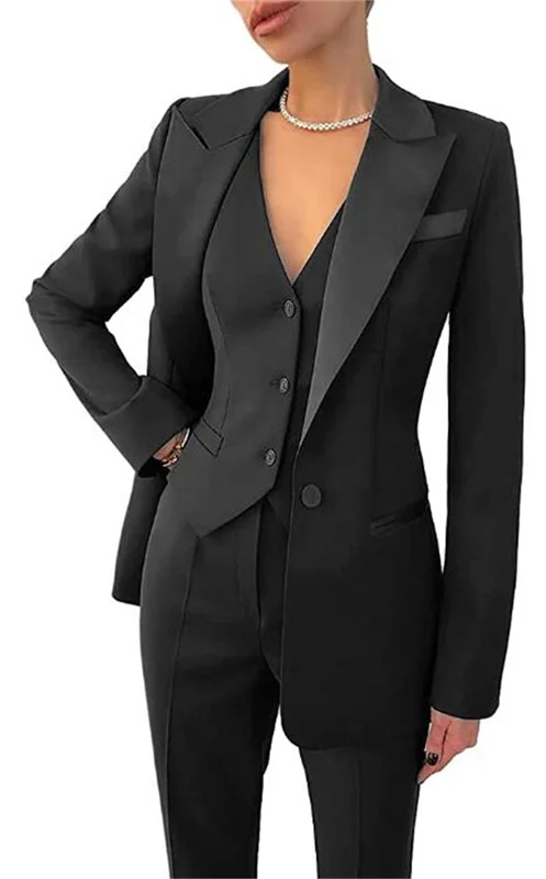 Costume 3 pièces Patricia à revers pour femmes, blazer d\'été imbibé pour femmes, ensemble pantalon