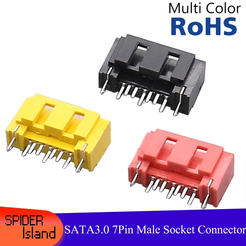 

SATA7P Male Type A SATA3.0 Double Pin Misaligned 180 Degree Harpoon Multi Color Male Socket SATA Connector