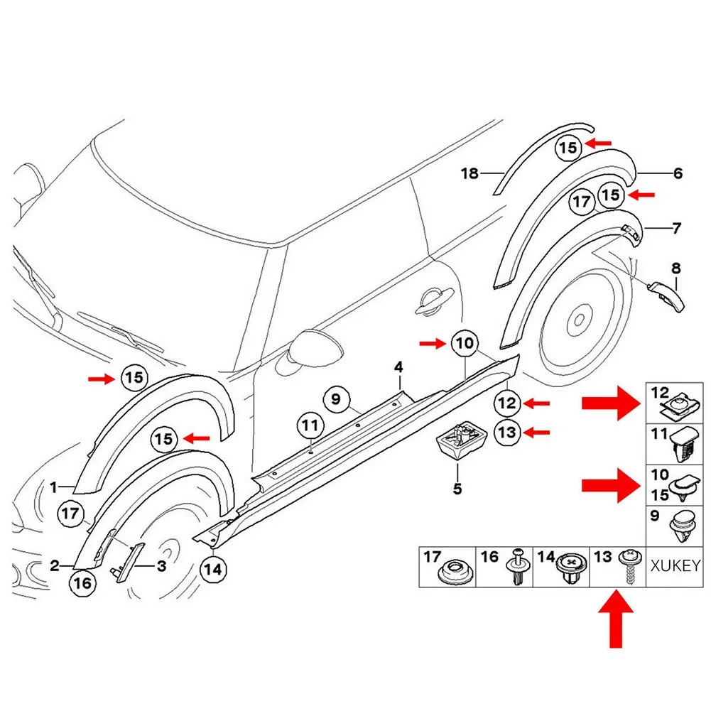 20pcs Hex Head Tapping Socket Bolt Screw Clips Undertray Splash Guard  For BMW E81 E82 E87 E88 F20 E21 E30 E36 E46 E90 E91 E92