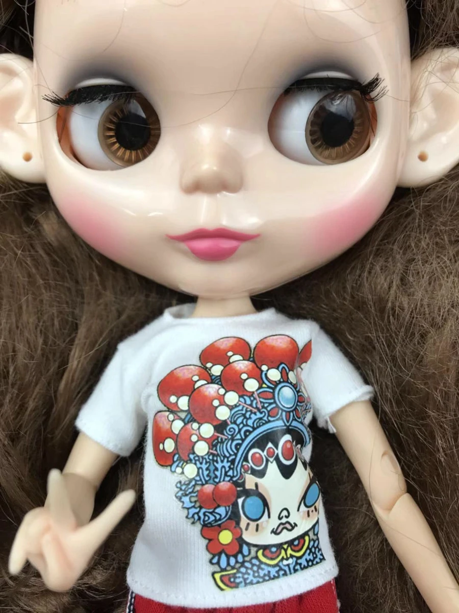 1PCS Blyth clothes  Fashion Shirt Casual White/Black/Pink T-shirt for  Licca Azone 1/6 Dolls Accessories