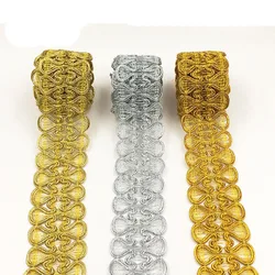 2 yards/Lot 3.5CM Double-sided butterfly lace golden silver lace decorative Curtain for Craft Jewelry DIY Graft Making