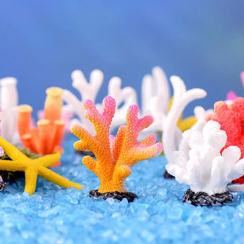 Cute Artificial Coral Gifts Mini Resin Colorful Small Ornaments DIY Aquarium Decor Fish Tank Decoration Colorful Resin Coral new