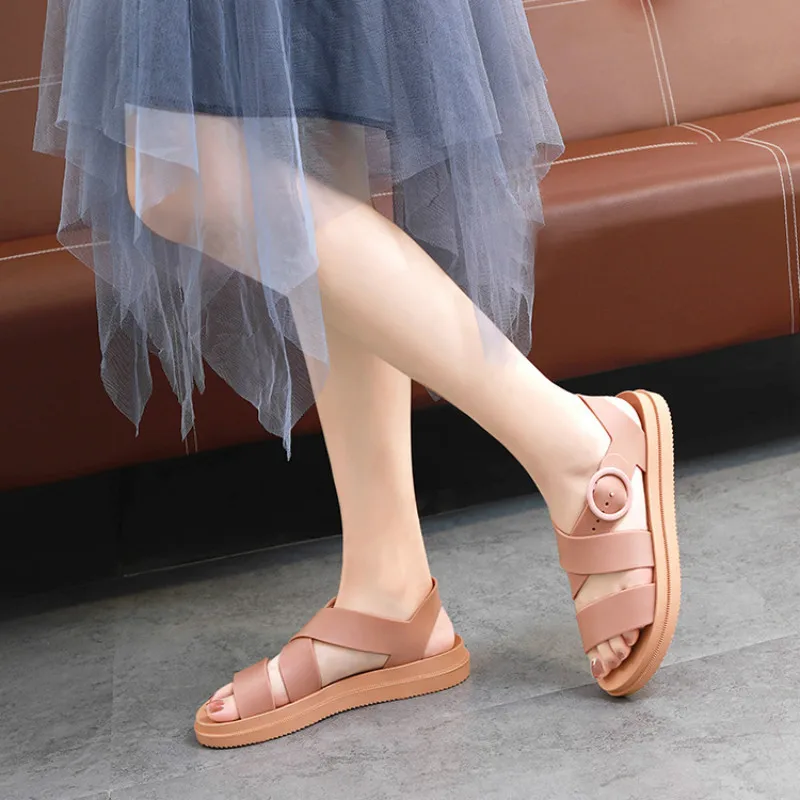 PVC Sandals Shoes Women Sandals Summer Casaul Shoes 2022 New Plastic Rome Sandals For Women White Shoes Jelly Sandals