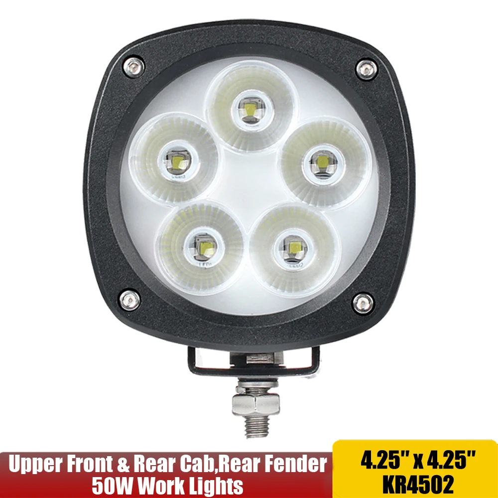 4.25 X 4.25 Square 50W Off Road Led Driving Light Compact Wide Flood Lamp For Heavy Duty Truck 4x4 SUV ATV x1pc